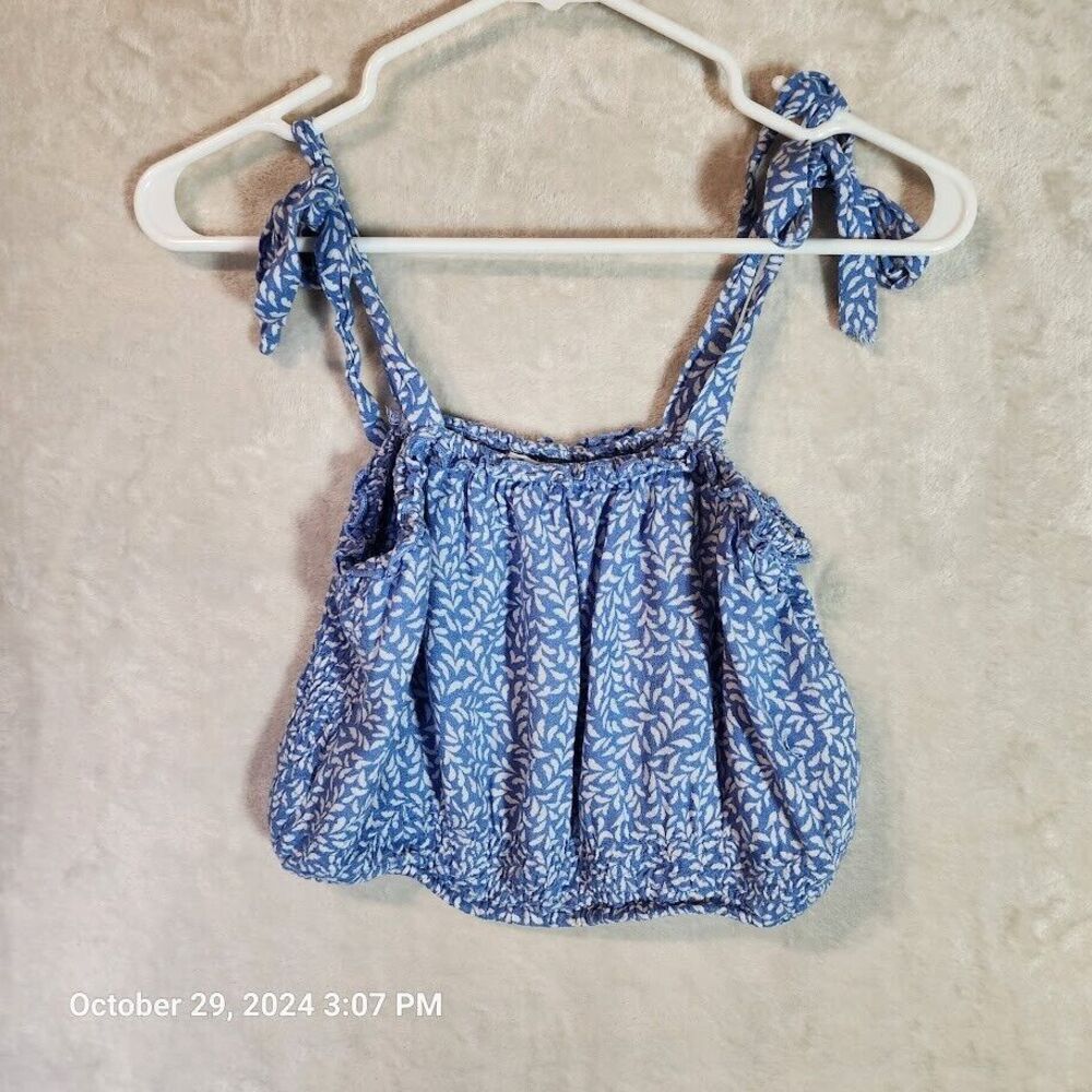 Kiwi + Punch Wide Leg Sarong Pant And Smocked Crop Top Set Blue Women's Large - Picture 2 of 16